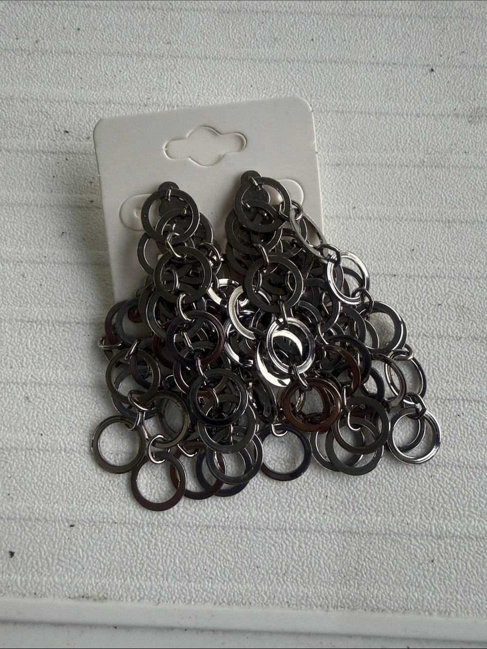 Gunmetal Multi-Ring Drop Earrings - Women Accessories